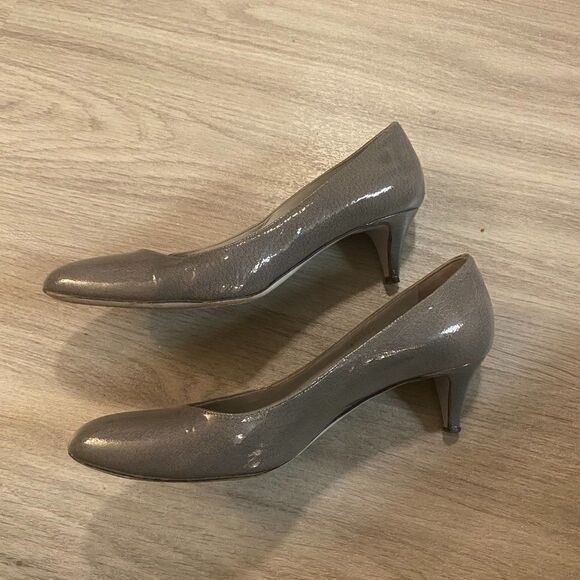 Sergio Rossi Womens Gray Vero Cuoio Patent Leather Pump Heel Size EUR 38.5 US 8 - Picture 3 of 8